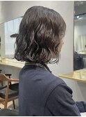 春っぽベージュカラー×ふわふわボブパーマ