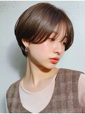 丸みショート ひし形ショート ベージュブラウン 透明感カラー