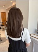 透明感ココアブラウン艶カラー小顔レイヤーストレートセミロング