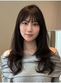 顔周りレイヤーカットくびれヘアミルクティーベージュカラー韓国