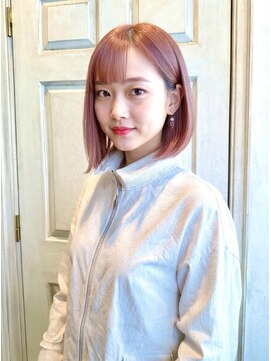 アロマヘアルーム 横浜店(AROMA hair room) 大人ガーリー/ピンクベージュ/ショートボブ/耳掛けショート/ボブ