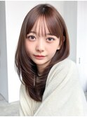 ロング前髪カット顔周りレイヤーココアベージュ_F31248