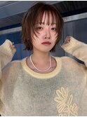 顔周りレイヤーカットくびれヘアミルクティーベージュカラー韓国