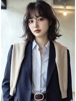 ノラ シブヤ(NORA)&nbsp;小顔ミディアムパーマミディアムデジタルパーマボブパーマ前髪