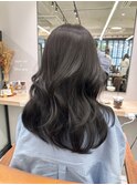 ロングレイヤーブルーグレージュ艶髪コリアンスタイル【梅田】