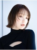 切りっぱなしボブ美髪エアリーロングハッシュカット薄めバング