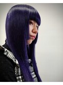 青紫　紫　ムラサキ　パープル　バイオレット　ブリーチ　ロング