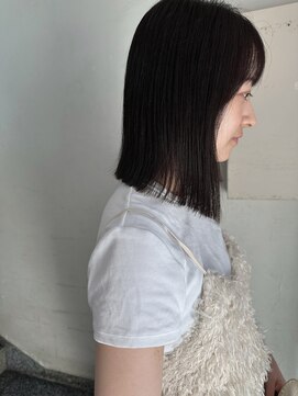 キャンバス バイ ネオリーブ 横浜西口(Canvas by neo.) バッサリボブ 暗髪 顔周りレイヤー 前髪 結べるボブ 横浜