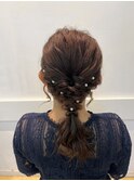 ヘアアレンジ ヘアセット パールアクセ