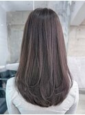 大人ガーリー似合わせカットミディアムレイヤーダークアッシュ