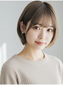 20代30代40代ショートボブ×ひし形ボブ×くすみベージュ前髪あり