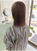 ○ブリーチ1回ピンクベージュ/パツっと切りっぱなしロブ10代20代