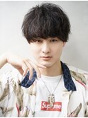 無造作マッシュフェザーパーマラウンドマッシュテーパーフェード