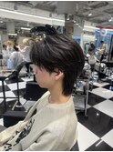 韓国マッシュフェザーパーマニュアンスパーマセンターパート黒髪