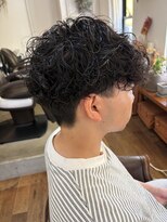 ロウスリー(Lowsly) メンズプードルパーマ ツーブロックショート20代30代40代
