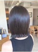 暗くても透けるグレージュロングボブ外ハネミディアム