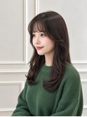 大人可愛い韓国ロング×顔周りレイヤー｜艶ダークブラウン