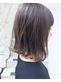 グレージュ_マロンベージュ Aラインボブ かきあげ