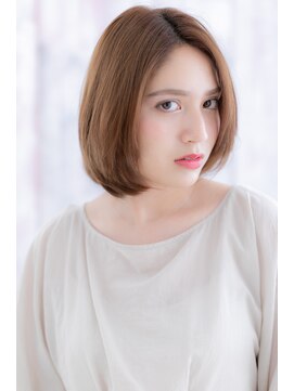 ミック 日暮里店(miq) かきあげ前髪シルキーベージュアシンメトリーボブウルフb1