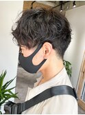 ツイストパーマ無造作パーマメンズマッシュ刈り上げツーブロック