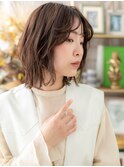 透け感小顔バレイヤージュ外ハネミディアム