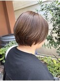 ショートボブ/丸みショート/アッシュベージュ/艶感/透明感