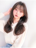 フェイスレイヤー/レイヤーカット/ベージュ/シースルーバング