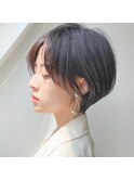 ひし形ショートウルフレイヤー透明感カラー前髪なし20代30代40代