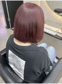 ホワイトグレージュミニウルフチェリーブラウンデジタルパーマ