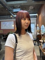 チャプター 問屋町(chapter)&nbsp;ケアブリーチワインレッドルーツカラー切りっぱなし外ハネボブ