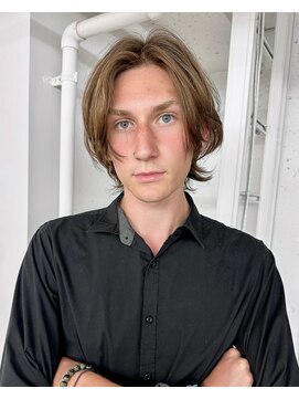 メンズレコ 渋谷(MEN'S LECO) サーフカールスパイキーショートブルーブラックフェザーパーマ