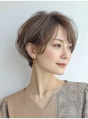 白髪ぼかし脱白髪染め似合わせショートボブ40代50代60代♪