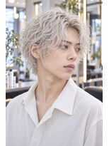 アーダーヘアサロン 森田店(ADER HAIR SALON)&nbsp;メンズホワイトブリーチ×パンチパーマミディ