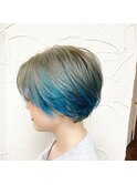 インナーカラー|ハイトーンショート|ボブ|前下がり