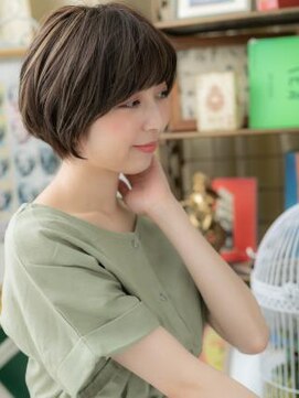 カバーヘア ブリス 上尾西口店(COVER HAIR bliss) 黒髪斜めバング大人かわいいショートマッシュa上尾20代30代40代