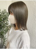 切りっぱなし×オリーブカラー｜アッシュオリーブ/アースカラー