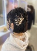 結婚式 二次会 お呼ばれ ハーフアップ×華やかアクセ