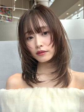 ミンクス渋谷スマートサロン(MINX shibuya smart salon) デザインカラーレイヤーカットウェットヘアオリーブベージュ