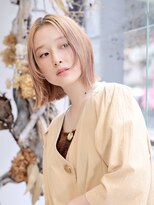 エムスラッシュ センター南(M.SLASH)&nbsp;ハイトーンカラー/顔回りレイヤー/切りっぱなしボブ/センター南