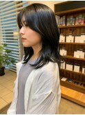 【CRAFT渡邉】地毛風ネイビーブルー / くびれレイヤーミディ