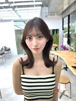 ビューブルー 亀戸錦糸町(VIEW BLUE)&nbsp;美髪カールピンクブラウン韓国ヘアロングセミディ似合わせ前髪