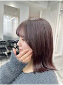 ほんのりピンクブラウン 艶カラー髪質改善トリートメント
