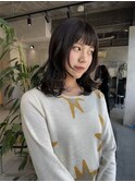 アプリコットオレンジ/くびれヘア/ウェーブショート［新潟］