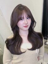 アルバム 新宿(ALBUM SHINJUKU)&nbsp;顔周りレイヤー韓国ヘアココアベージュ前髪カット_F1205