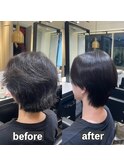 メンズ縮毛矯正で自然なストレートセンターパート　髪質改善　