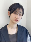 レイヤーショート/ハッシュボブ/グレーブラウン/顔周り/原宿0410