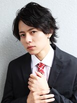 好印象メンズパーマ爽やかビジネスウルフ人気◎ミディアム髪型