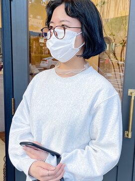 ヘアーアイスカルテット(HAIR ICI QUARTET) ボブ タンバルモリ ブルーブラック 前髪パーマ