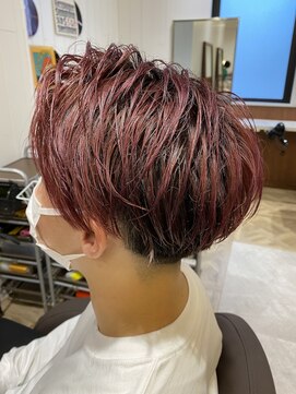 エイトサカエ 栄店(EIGHT sakae) ツーブロック/アップバング/カシスレッド