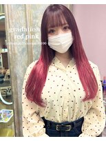 ガルボヘアー 名古屋栄店(garbo hair)&nbsp;グラデーション　カラー　プルエクステ　ピンク　レッド